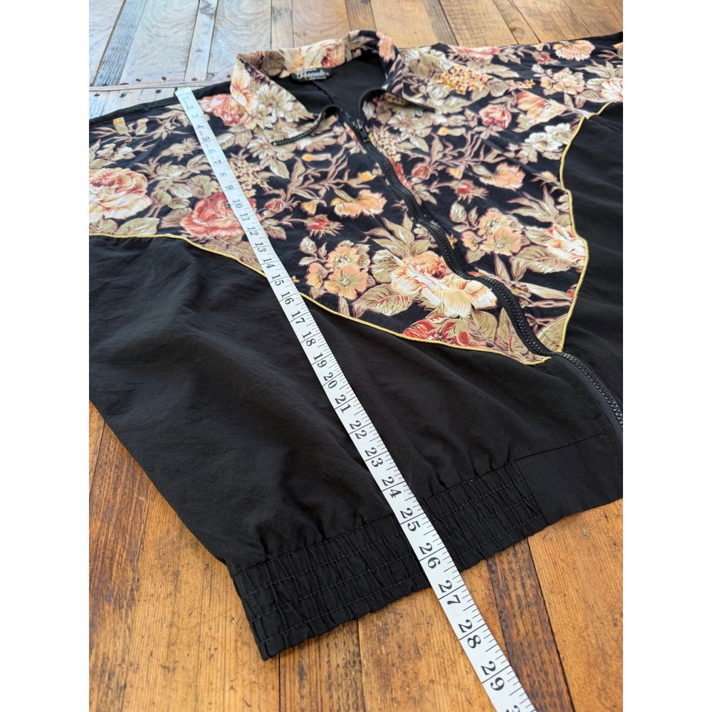Vintage Floral Windbreaker Jacket Womens Oversized Boho Prairie Cottagecore - Picture 4 of 8